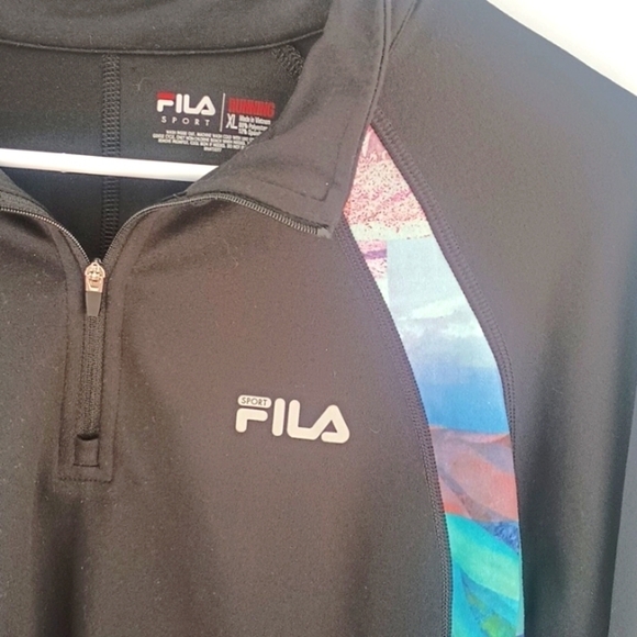 Fila Running black and floral print pullover half zip sweatshirt jacket size XL - Picture 3 of 9